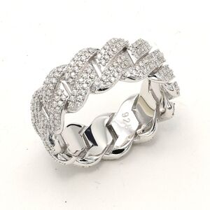 Certified Moissanite Diamond Cuban Link Eternity Band Ring - SIZE 8